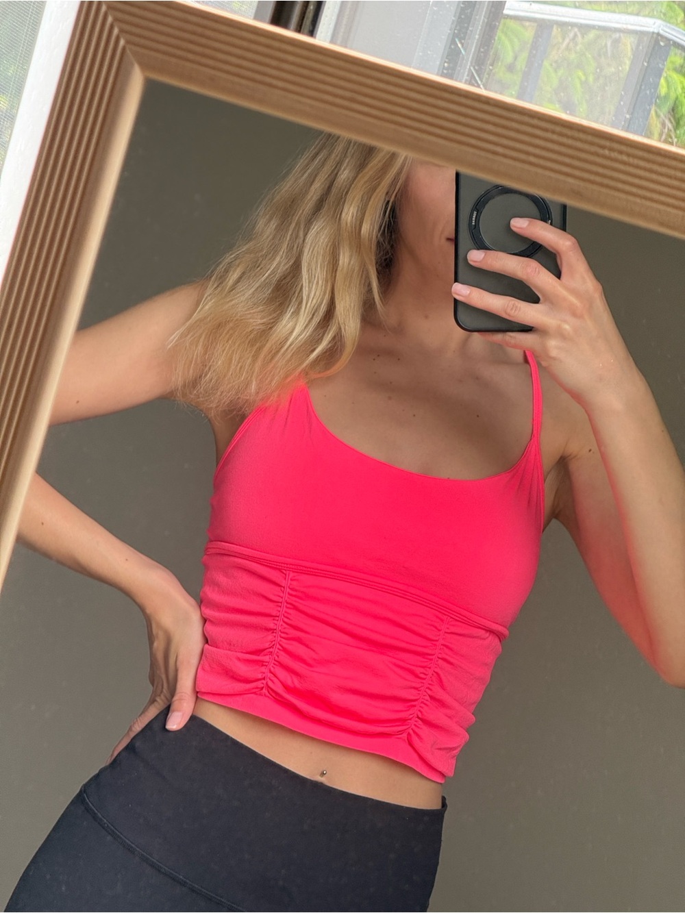 Free People movement, pink crop top, size:M/L, good condition